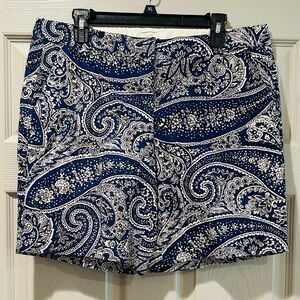 NWT JCREW NAVY PAISLEY PATTERNED SUMMER SHORT 9 INCH INSEAM SZ 12